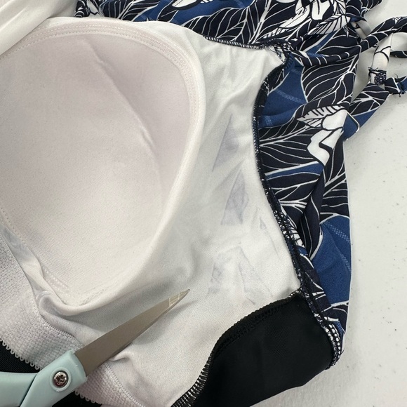 Swim Solutions Blue Floral One Piece Swimsuit Tummy Control Tankini Size 18W - Picture 13 of 13